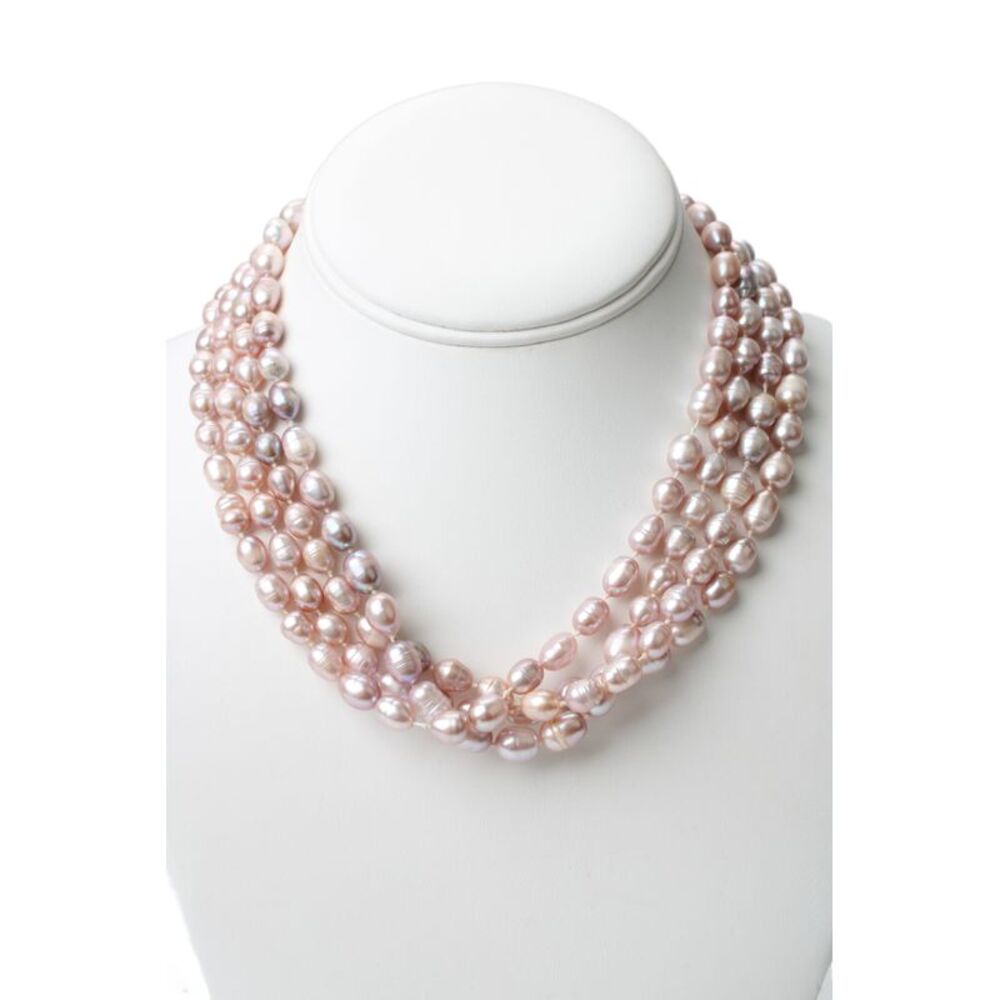 Designer Womens Pink Circled Pearl XL Strand Necklace 68" 104.8g
